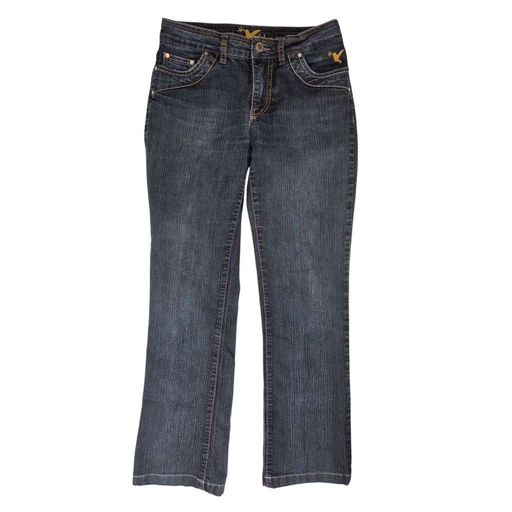 beija flor jeans brasil women Size 4 Blue Denim Brazil low rise boot cut pant